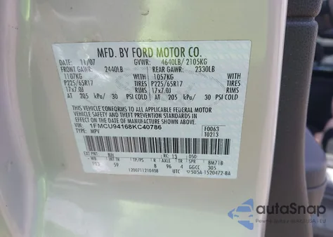 2008 Ford Escape Limited из США, поврежденный, VIN 1FMCU94168KC40786